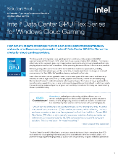 Intel® Data Center GPU Flex Series pour jeux vidéo dans le Cloud pour Windows