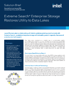 Extreme Search* Enterprise Storage restaure l’utilitaire dans les lacs de données