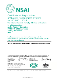 Certificate of Registration of Quality Management System to I.S. EN ISO 9001:2015