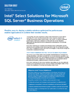 Dossier : solutions Intel® Select pour SQL Server*